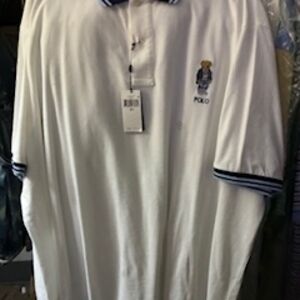 Classic White Polo Shirt with Navy Accents